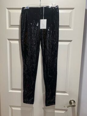 KanCan Black High-Shine Vinyl Leggings